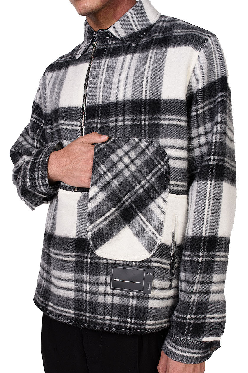 We11done Grey Wool Plaid Anorak Jacket | UJNG