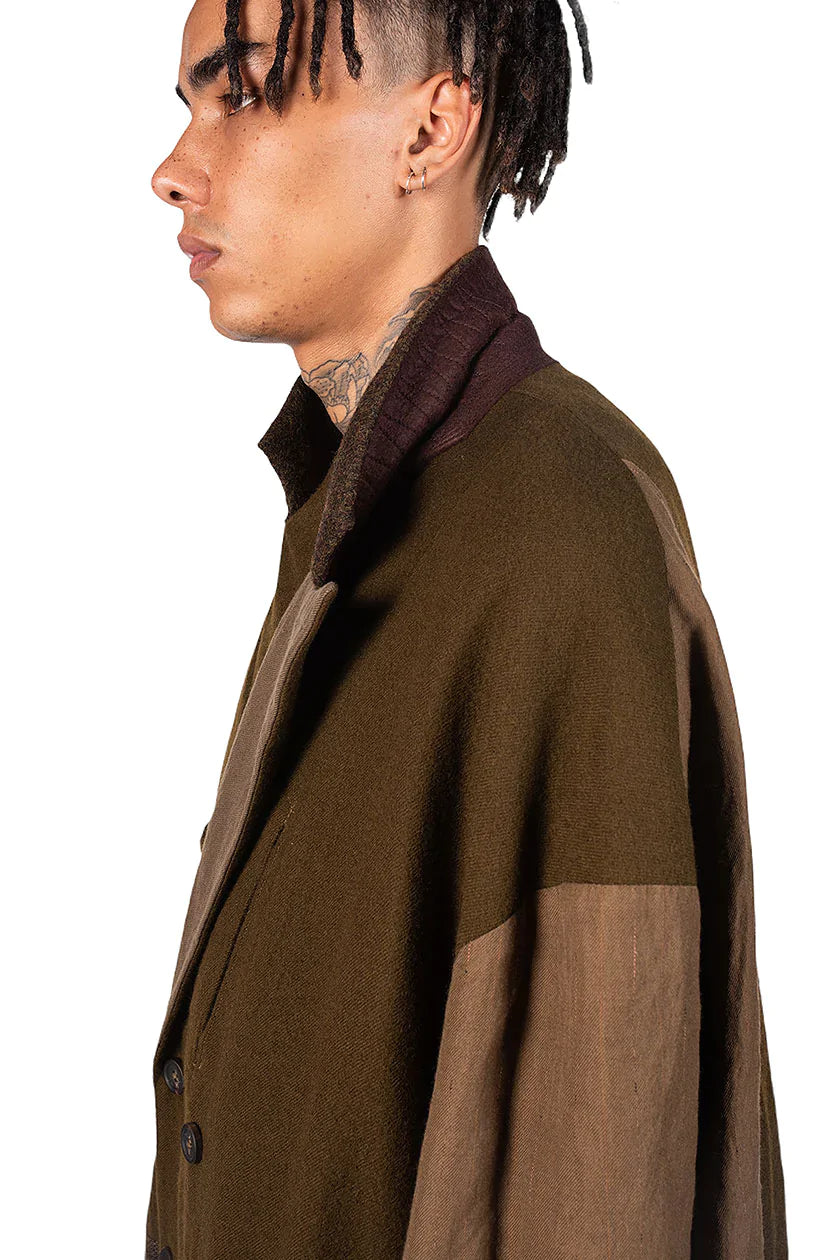 Ziggy Chen Khaki Double Breasted Oversized Coat UJNG